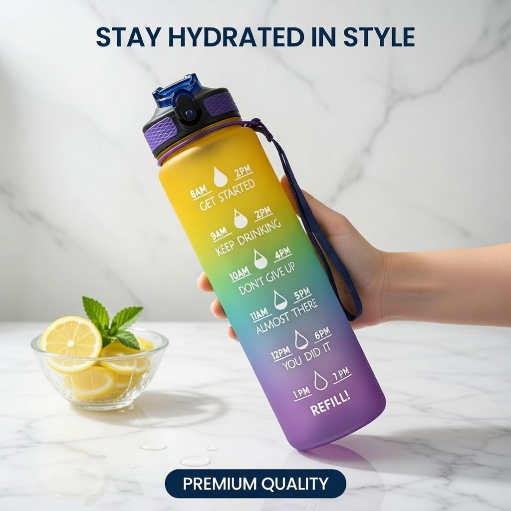 Botella Deportiva Motivacional Antifugas (con pico de goma)